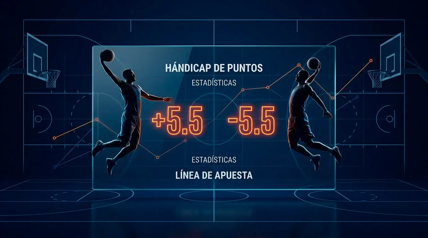 Visualización de línea de hándicap NBA con spread de puntos