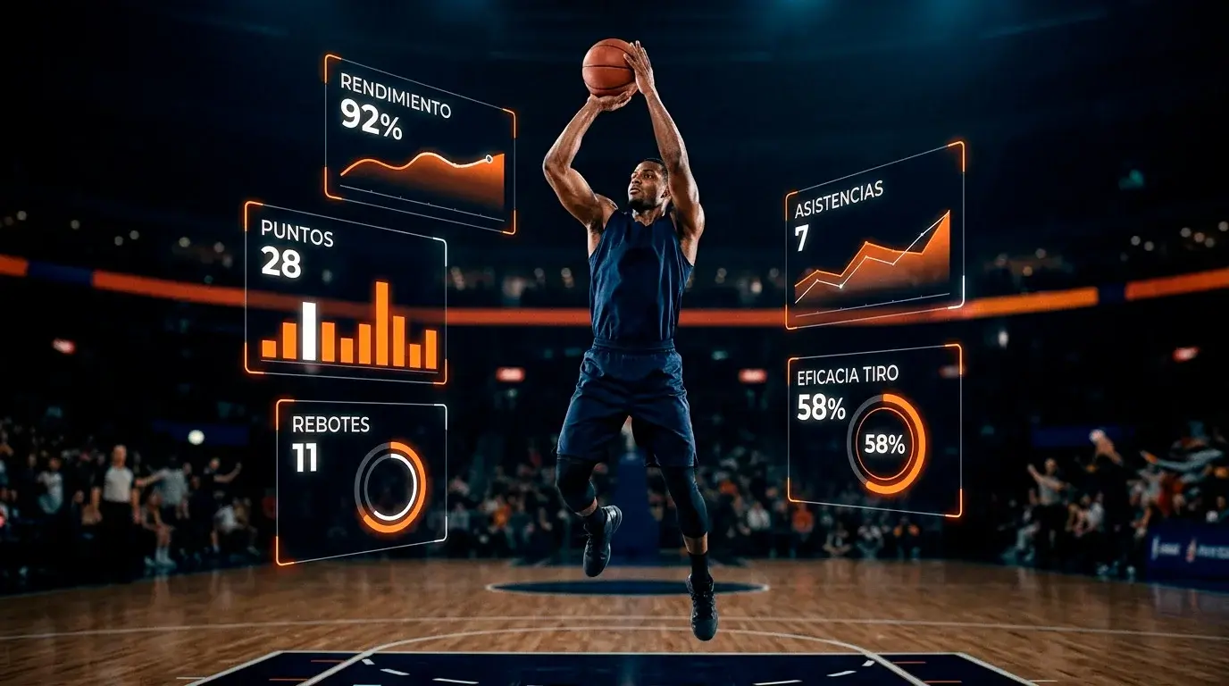 Estadísticas individuales de jugador NBA con líneas de apuesta